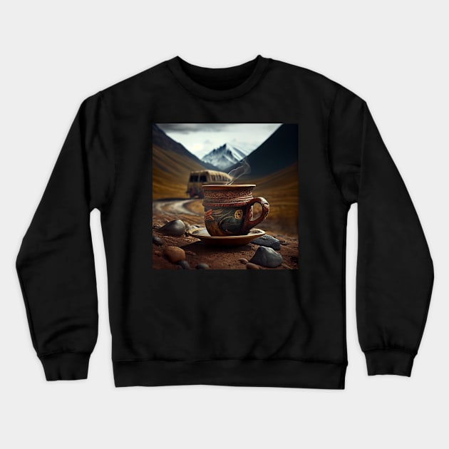 A Hot Drink on a Tibetan Trail Crewneck Sweatshirt by LukeAiWalker